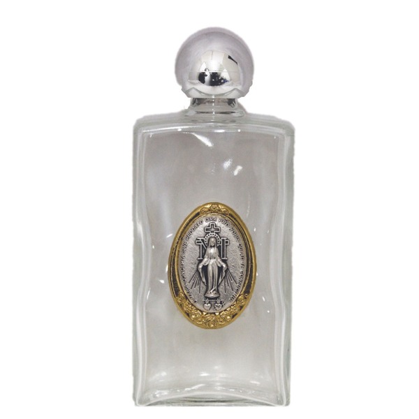 Holy Water Bottle Miraculous Medal 8oz Glass
