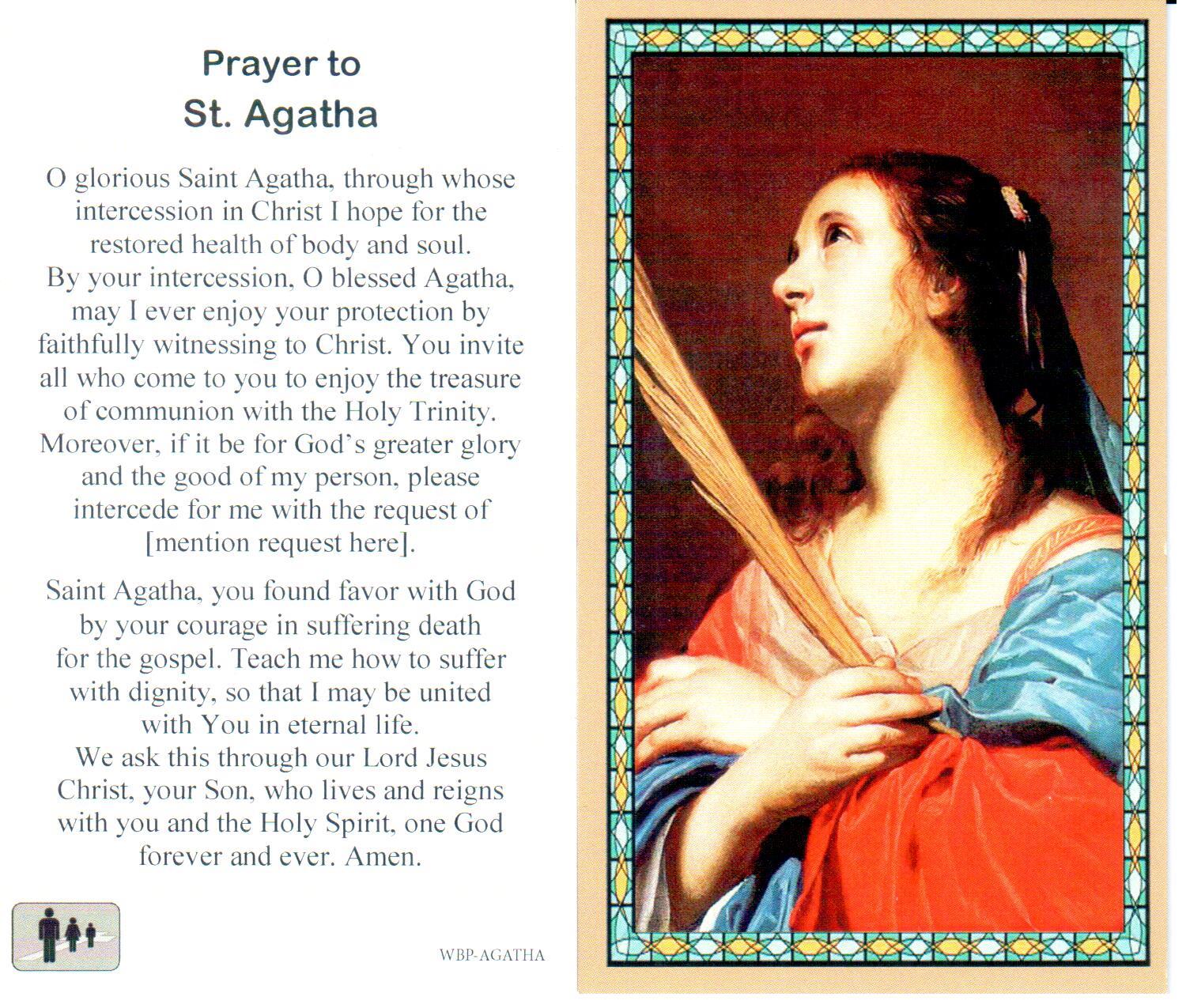 Prayer Holy Card St. Agatha Laminated