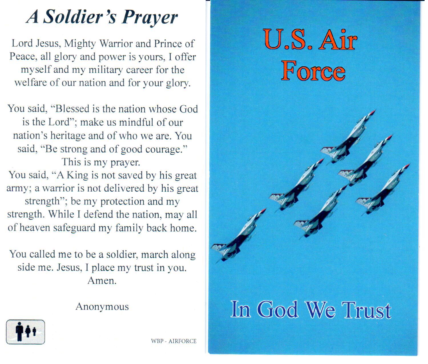 Prayer Holy Card Military US Air Force Laminated