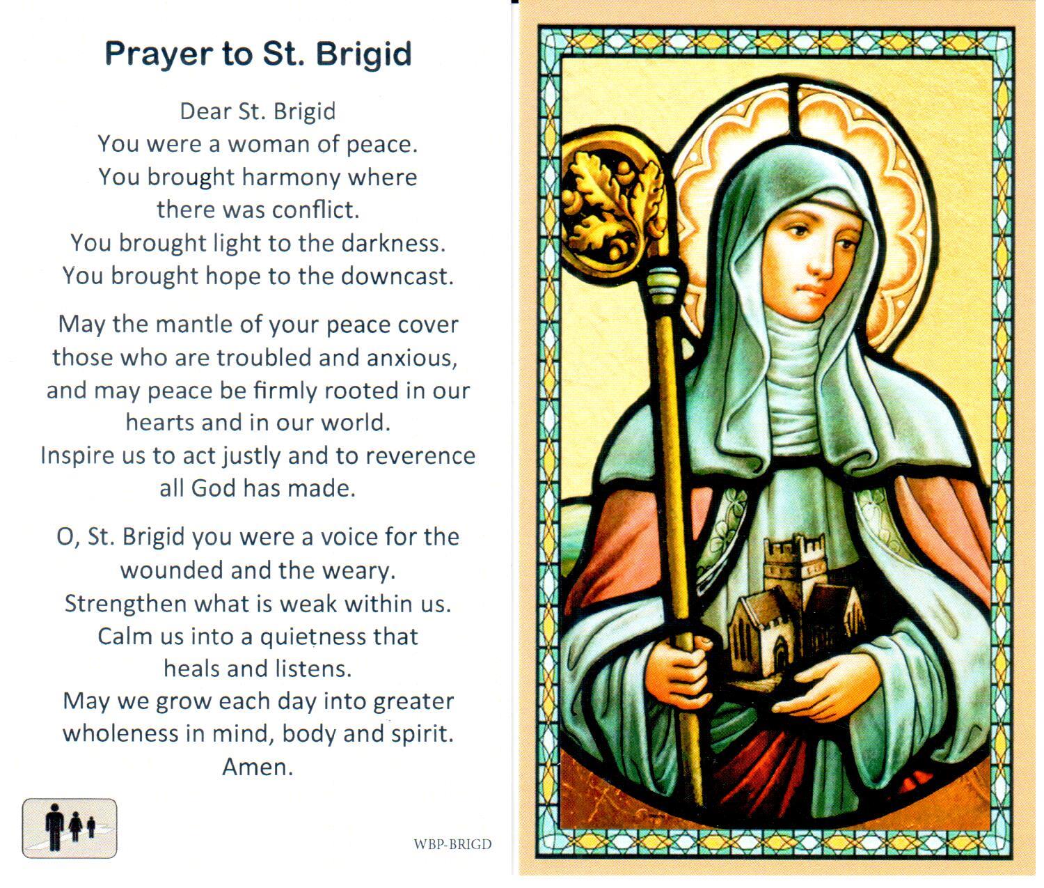Prayer Holy Card St. Brigid Laminated
