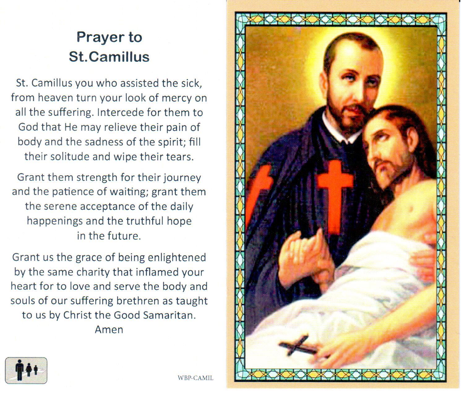 Prayer Holy Card St. Camillus Laminated
