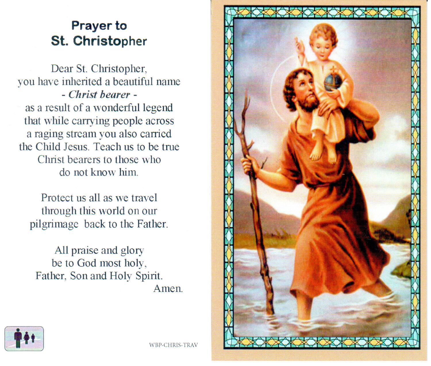Prayer Holy Card St. Christopher Laminated