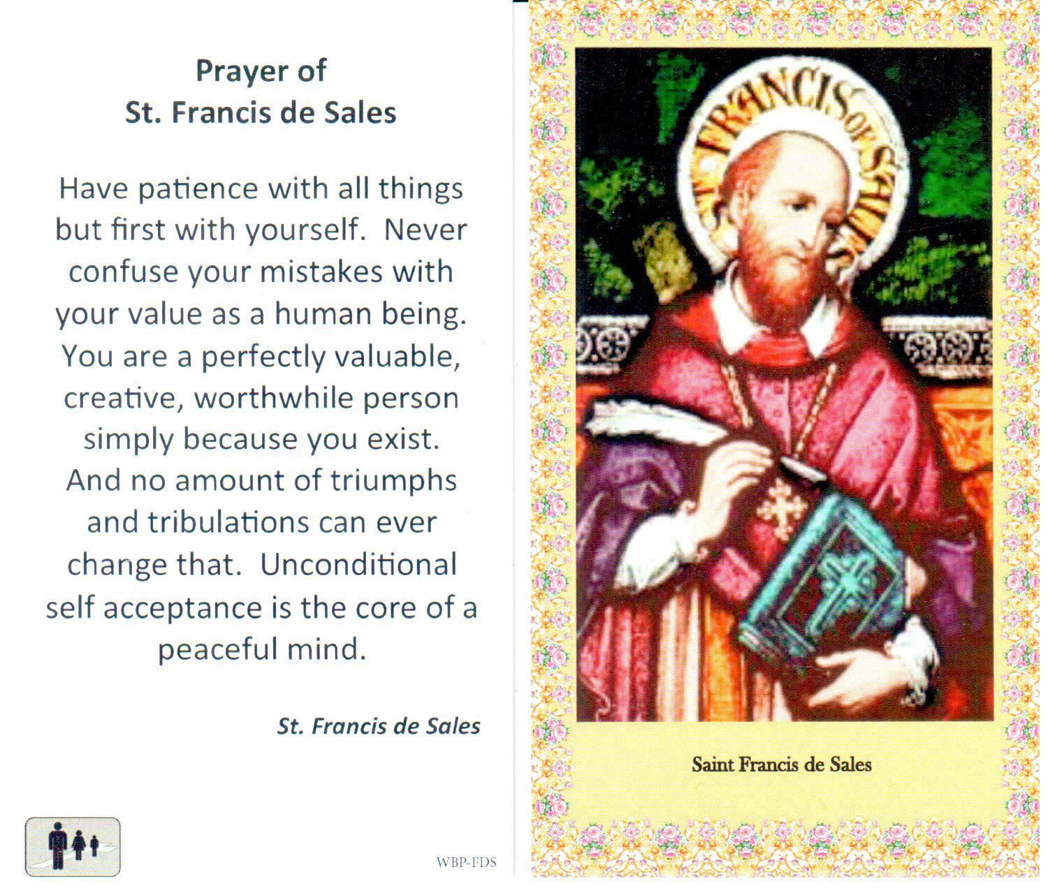 Prayer Holy Card St. Francis de Sales Laminated