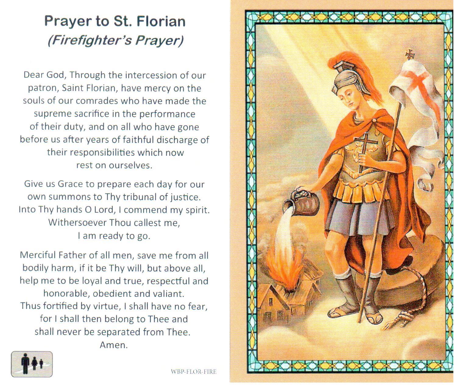 Prayer Holy Card St. Florian Laminated