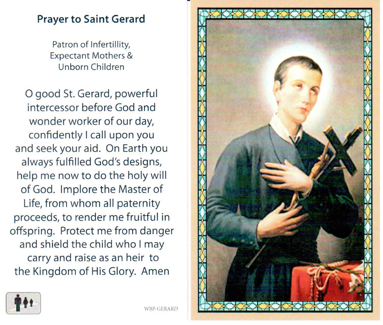Prayer Holy Card St. Gerard Laminated