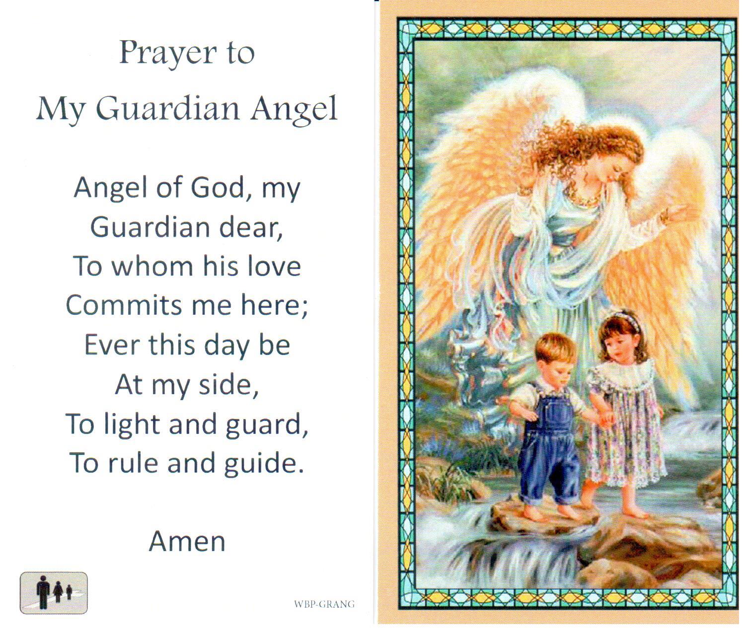 Prayer Holy Card Guardian Angel Laminated