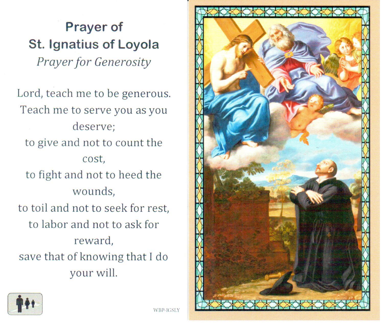 Prayer Holy Card St. Ignatius Loyola Laminated