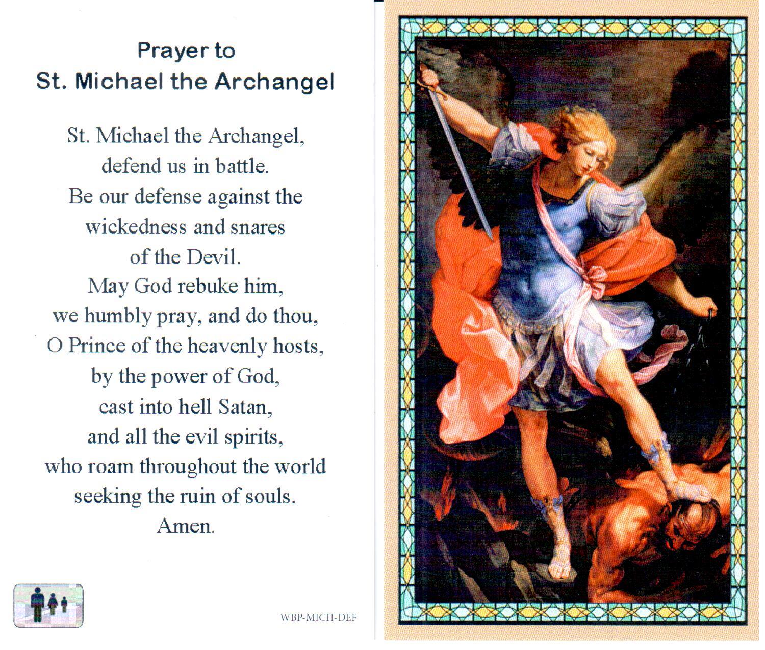 Prayer Holy Card St. Michael Archangel Laminated