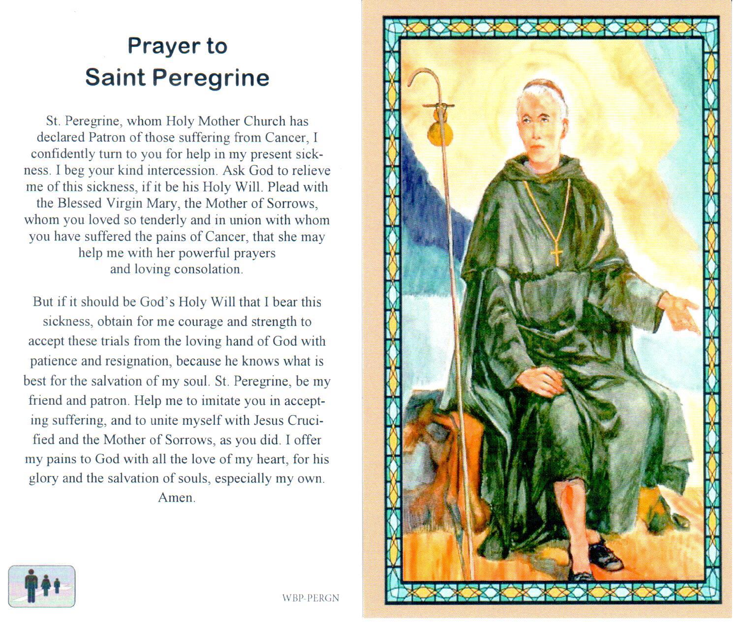 Prayer Holy Card St. Peregrine Laminated