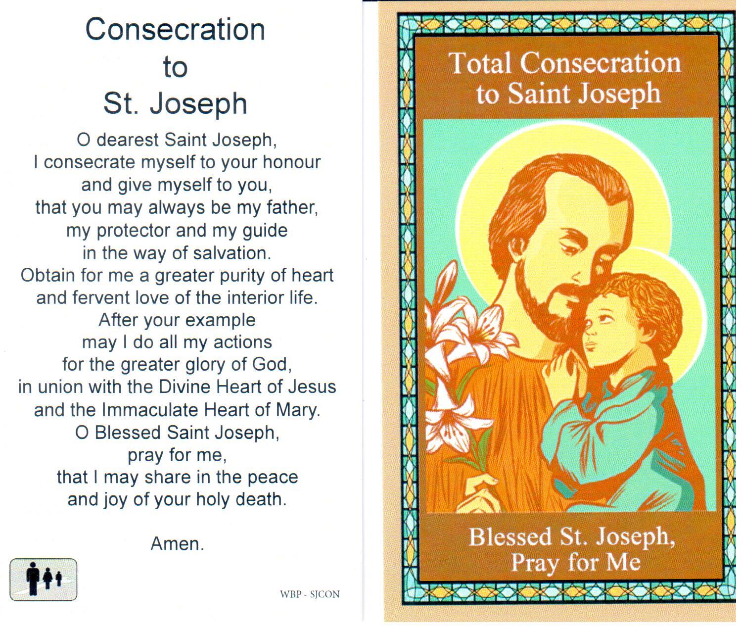 Prayer Holy Card Consecration to St. Joseph Laminated