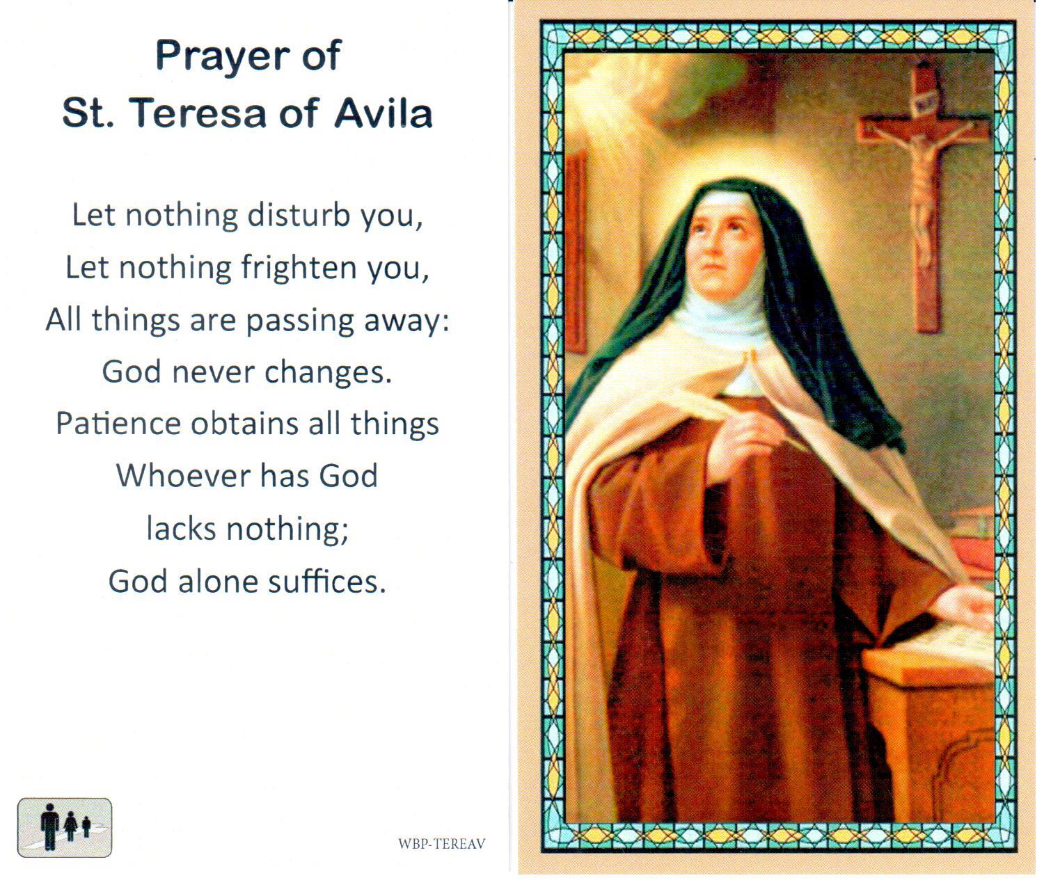 Prayer Holy Card St. Teresa Avila Laminated