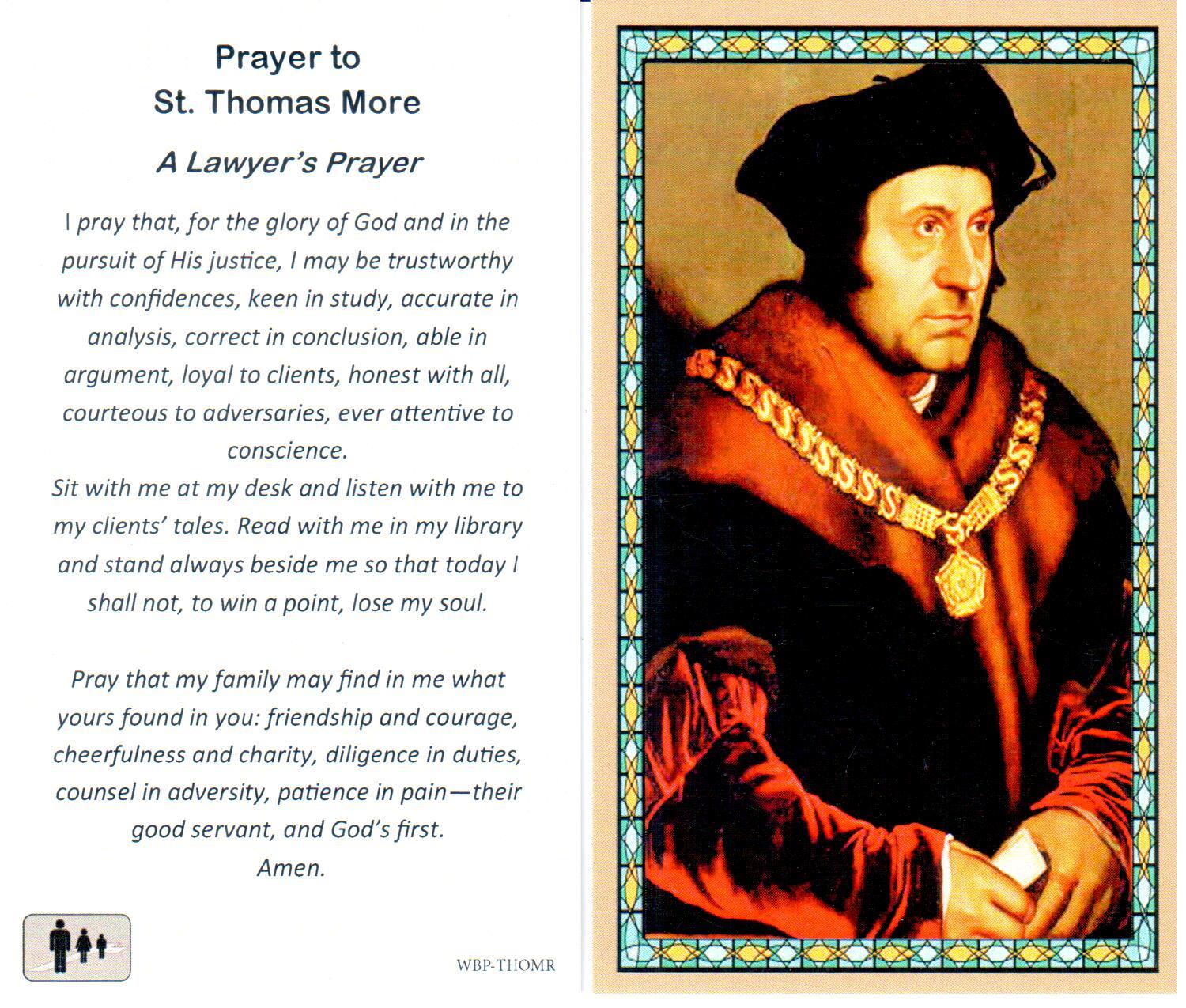 Prayer Holy Card St Thomas More Laminated - Wbp-thomr - Thomas