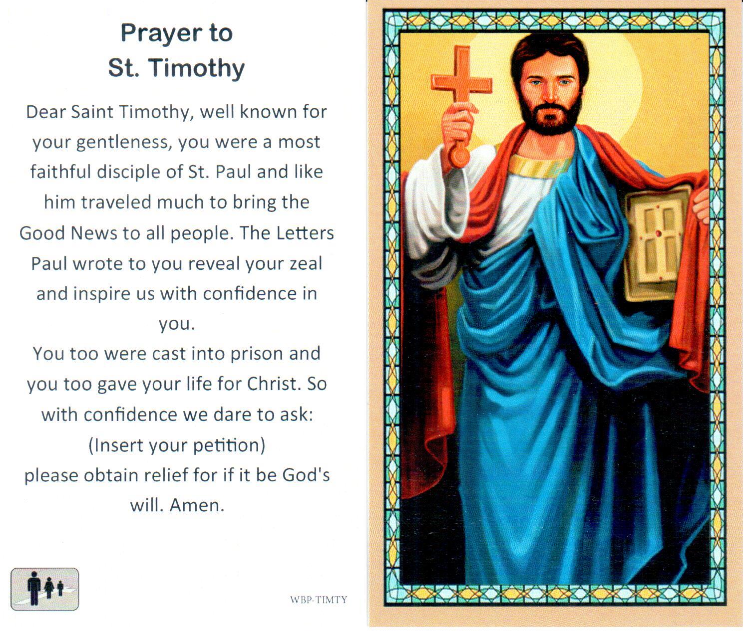 Prayer Holy Card St. Timothy Laminated