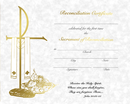 Reconciliation Certificate Parchment