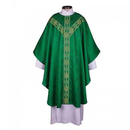 Chasuble Avignon Collection Green with Gold Banding