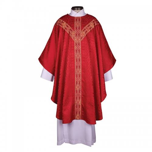 Chasuble Avignon Collection Red with Gold Banding