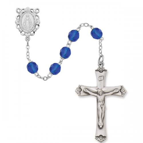 Rosary Miraculous Medal Ster Silver Sapphire Sept Birthstone