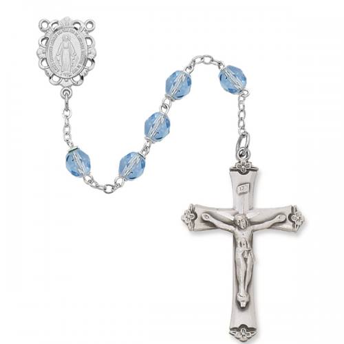 Rosary Miraculous Medal Ster Silver Turquoise Dec Birthstone