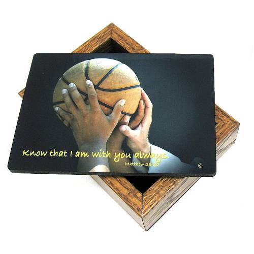 Keepsake Box Sport Basketball Laminated Hardwood
