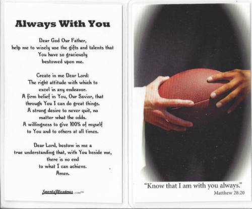 Prayer Holy Card Football Laminated