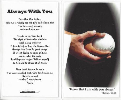 Prayer Holy Card Softball Laminated