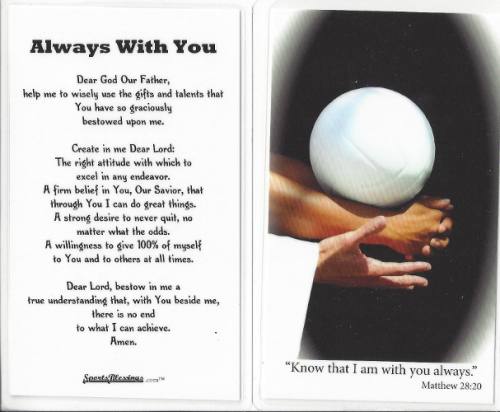 Prayer Holy Card Volleyball Laminated