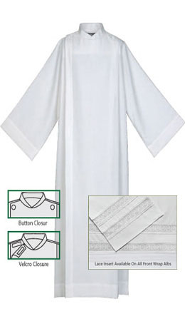Alb Adult Front Wrap 100% Polyester White