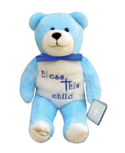 Teddy Bear Bless This Child Blue Holy Bears Plush