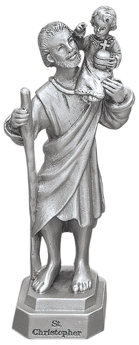 Statue St. Christopher 3.5 inch Pewter Silver