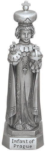 Statue Jesus Infant Child of Prague 3.5 inch Pewter Silver