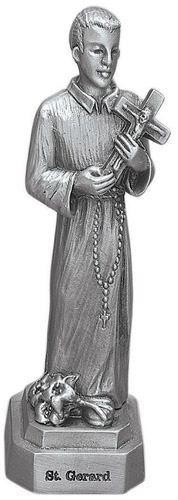 Statue St. Gerard 3.5 inch Pewter Silver