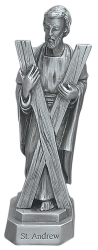Statue St. Andrew Apostle 3.5 inch Pewter Silver