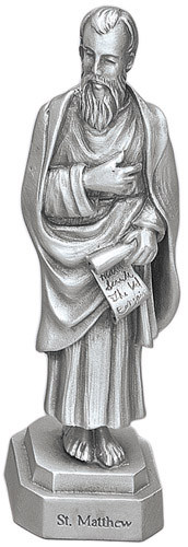 Statue St. Matthew Evangelist 3.5 inch Pewter Silver