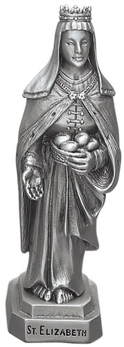 Statue St. Elizabeth of Hungary 3.5 inch Pewter Silver