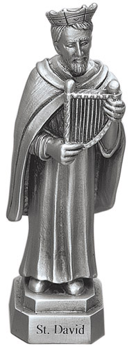 Statue St. David Wales 3.5 inch Pewter Silver
