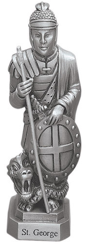Statue St. George 3.5 inch Pewter Silver