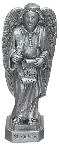 Statue St. Gabriel Archangel 3.5 inch Pewter Silver