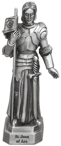 Statue St. Joan of Arc 3.5 inch Pewter Silver