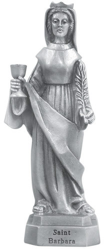 Statue St. Barbara 3.5 inch Pewter Silver