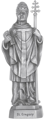 Statue St. Gregory the Great 3.5 inch Pewter Silver