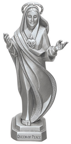 Statue Mary Immaculate Heart 3.5 inch Pewter Silver