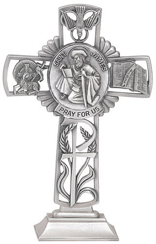 Cross Standing St. James Less 5 inch Pewter Silver