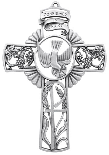 Cross Wall Confirmation 5 inch Pewter Silver