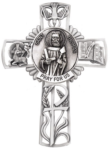 Cross Wall St. Thomas Apostle 5 inch Pewter Silver