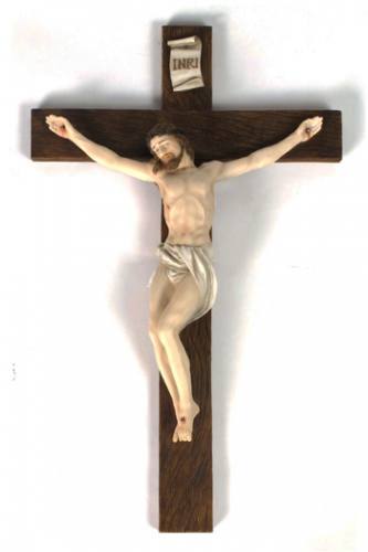 Crucifix Wall 16 Inch Resin Hand Painted