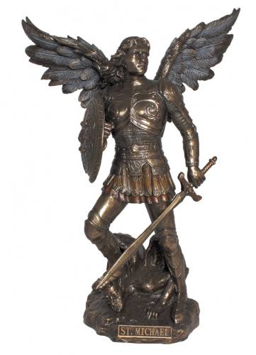 Statue St. Michael Archangel 9 Inch Resin Bronze Painted