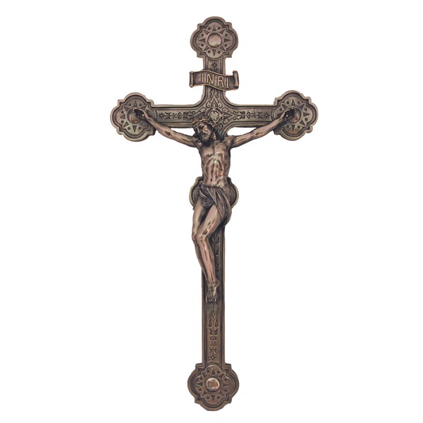 Crucifix Wall 20 in  Resin Bronze