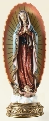 Statue Mary Our Lady Guadalupe 11.75 inch Resin Gold Painted
