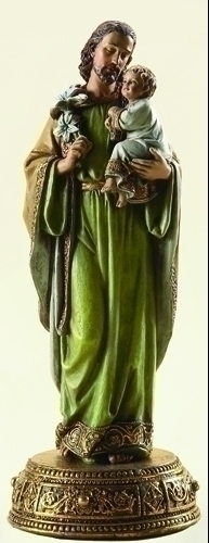 Statue St. Joseph 10.25 inch Resin Gold Painted