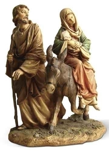 Statue Holy Family Flight into Egypt 9 inch Resin Painted